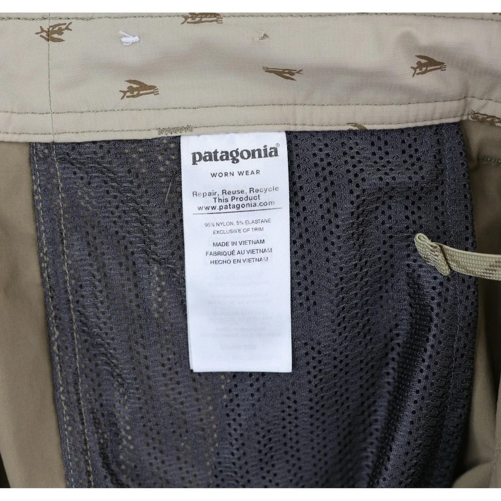 Patagonia Wavefarer Walk Shorts Mens 40 Tan Drawstring Casual Hiking Hybrid